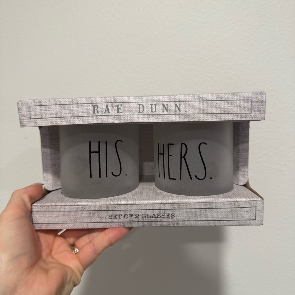 Rae Dunn By Enchante His And Hers Set Of 2 Frosted Glasses